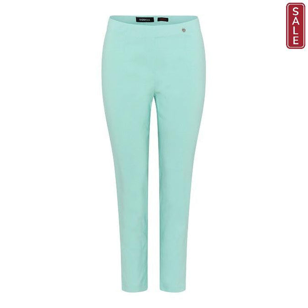 Robell – Lena 09 - Cropped Trousers With Cut Away Ladder Design at Hemline (Turquoise)