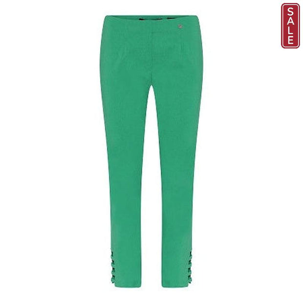 Robell – Lena 09-Cropped Trousers With Cut Away Ladder Design at Hemline (Emerald Green)