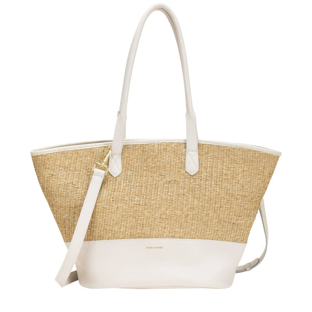 Every Other - Large Sized Straw Shoulder Bag with Pouch (12049)