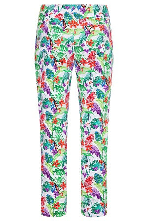 Robell – Bella 09 - White/Green/Red Floral Print Cropped Trouser (51560-5633)