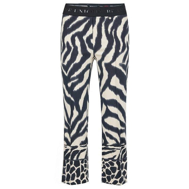 Robell – Joella 09-Cropped Bootleg Trouser in Bold Black/Taupe Print (53466-5662)