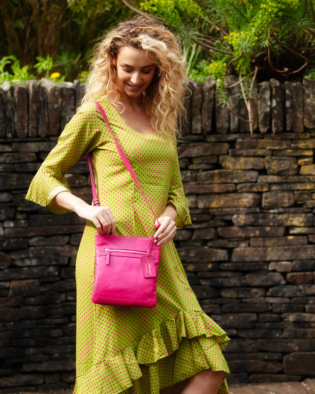 Ashwood Leather - Navy Crossbody Bag with Zip Pockets - CB3