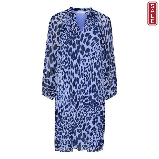 InWear - NesdraIW - Long Sleeve Floaty Dress In Blue Leopard Print