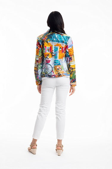 Orientique - Short Biker Jacket in Florida Print (22993)