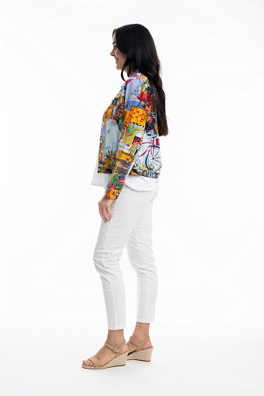 Orientique - Short Biker Jacket in Florida Print (22993)