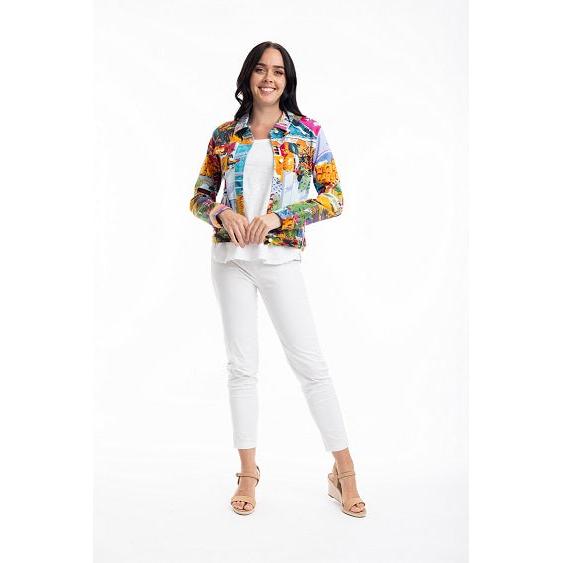 Orientique - Short Biker Jacket in Florida Print (22993)