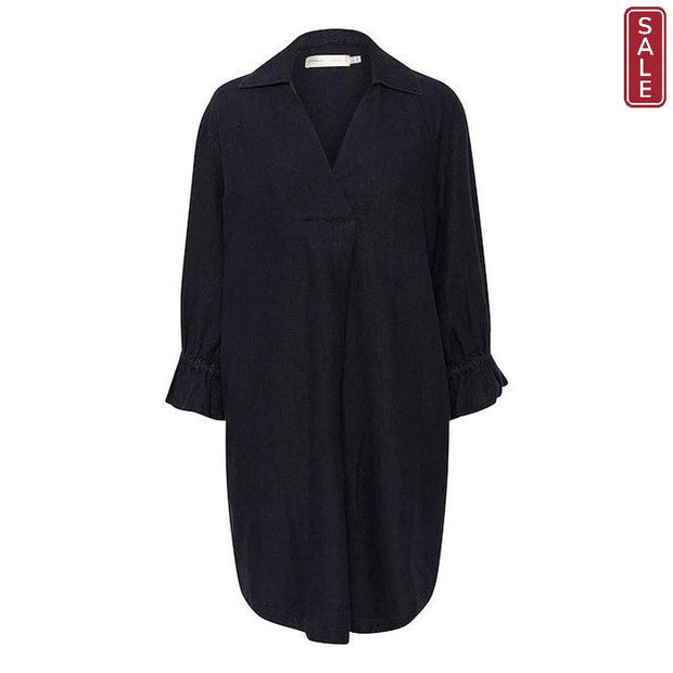 InWear - PegIW 3/4 Sleeve Linen Dress in Marine Blue