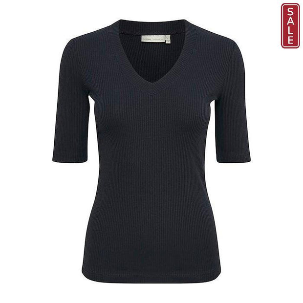 InWear - DagnaIW Navy V Neck 1/2 Sleeve Tee Shirt