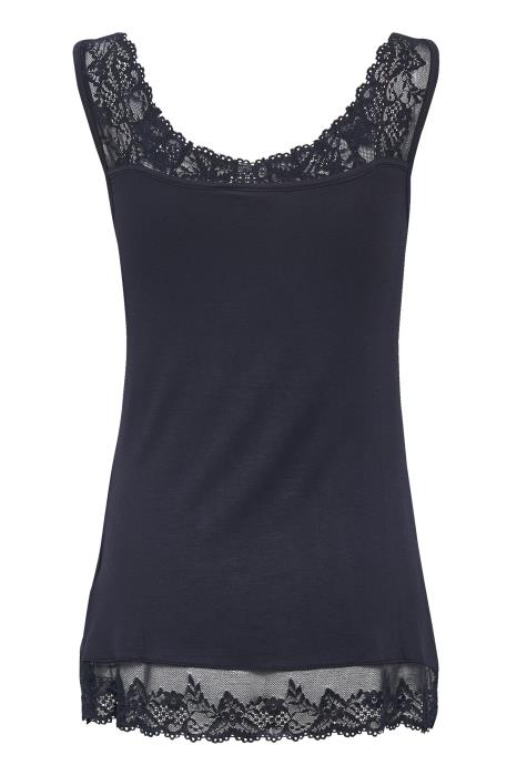 CREAM - Florence - Sleeveless Round Neck Vest Top with Lace Detail (3 colours)