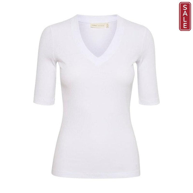 InWear - DagnaIW White V Neck 1/2 Sleeve Tee Shirt