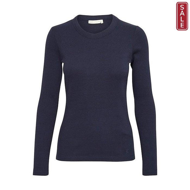 InWear - DagnaIW Navy Round Neck Long Sleeve Tee Shirt