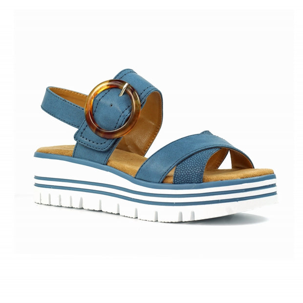 Lunar Shoes - Elise Mid Blue Wedge Sandal (JLB011)