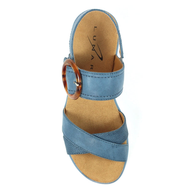 Lunar Shoes - Elise Mid Blue Wedge Sandal (JLB011)