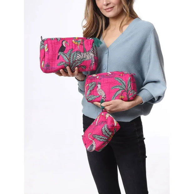 Kris Ana - 3 Piece Travel Set - Fuchsia Forest Print