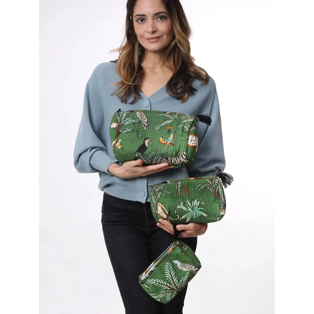Kris Ana - 3 Piece Travel Set - Dark Green Forest Print