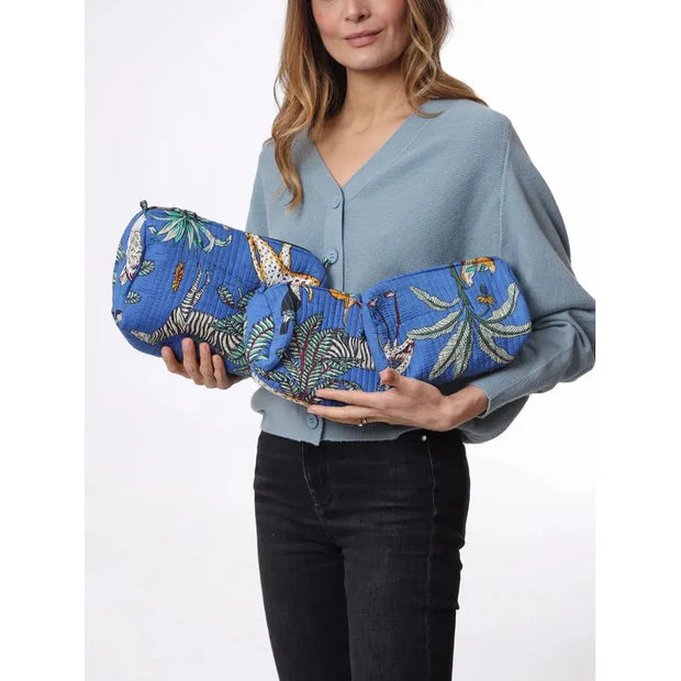 Kris Ana - 3 Piece Travel Set - Royal Blue Forest Print