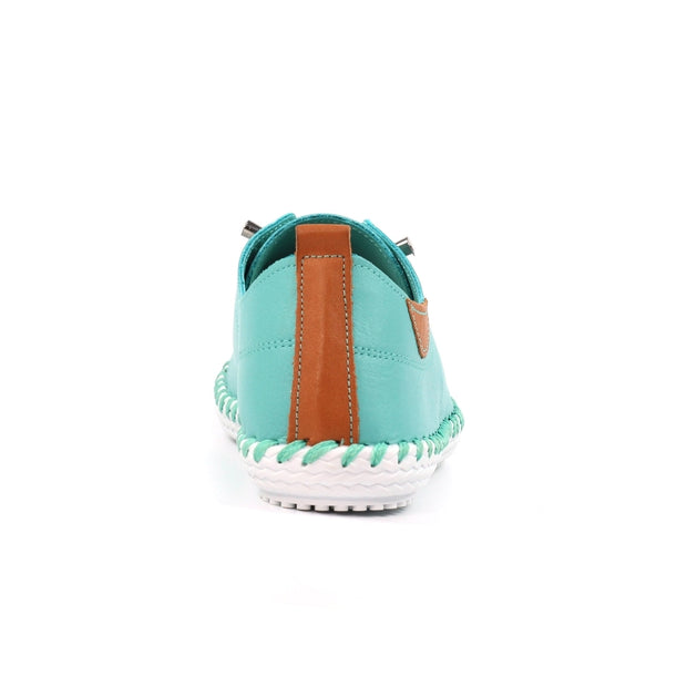 Lunar Shoes - St Ives Leather Plimsoll in Turquoise