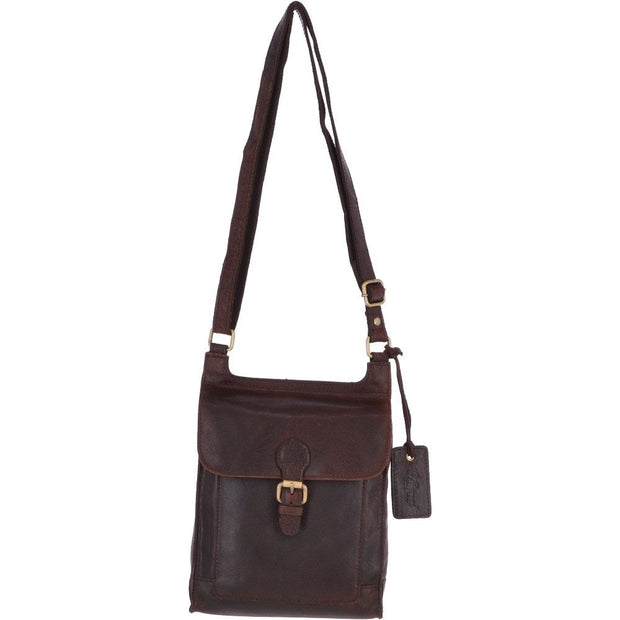 Ashwood Leather - Brandy Leather Crossbody Bag with Flap Over & Magnetic Closure - G24