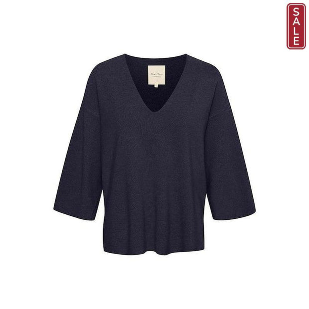 Part Two - Kenny 3/4 Sleeve V Neck Jumper in Navy