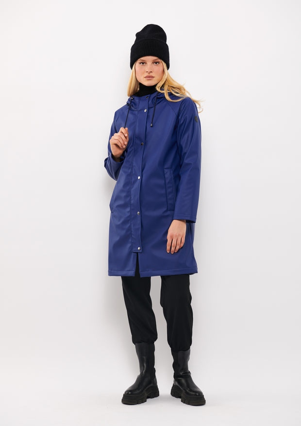 Frandsen - Long Hooded Raincoat in Royal Blue