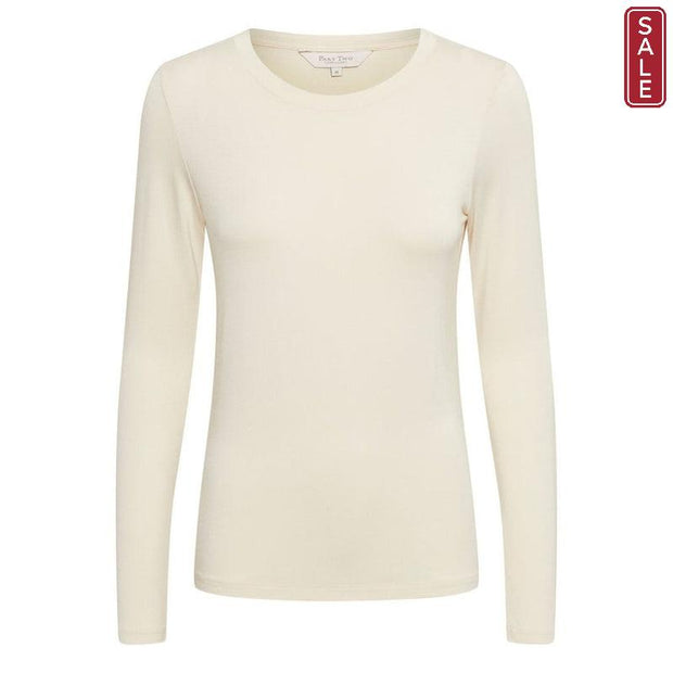 Part Two - Emaja Long Sleeve Slim Fit Tee Shirt in Whitecap Gray