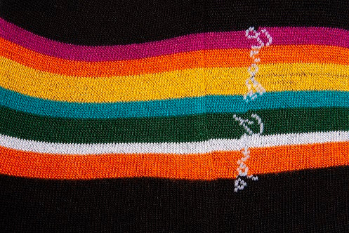 Swole Panda - Unisex Bamboo No Show Socks - Black Bold Stripe (SP288-L-NS)