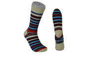 The Tie Studio - Men's Socks - Multi-Coloured Stripes on Cream