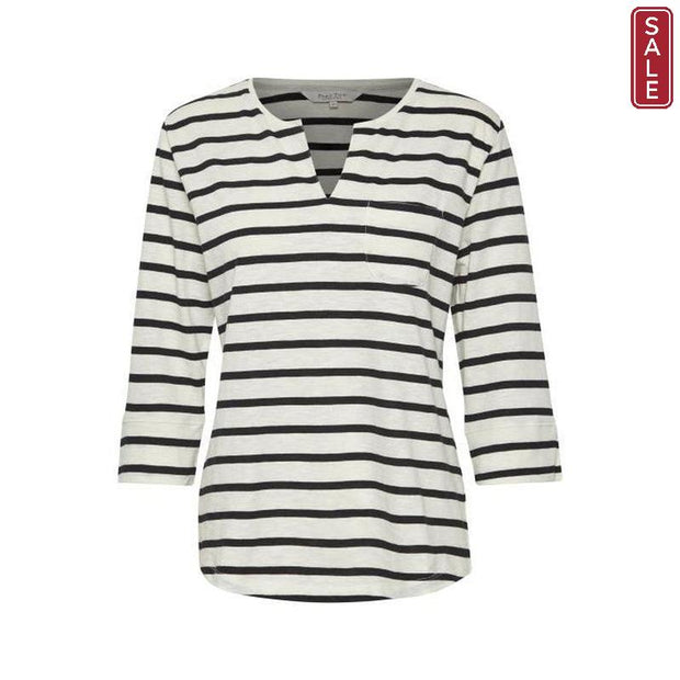 Part Two - Kessie 3/4 Sleeve Cotton V Neck Tee Shirt With Shaped Hemline