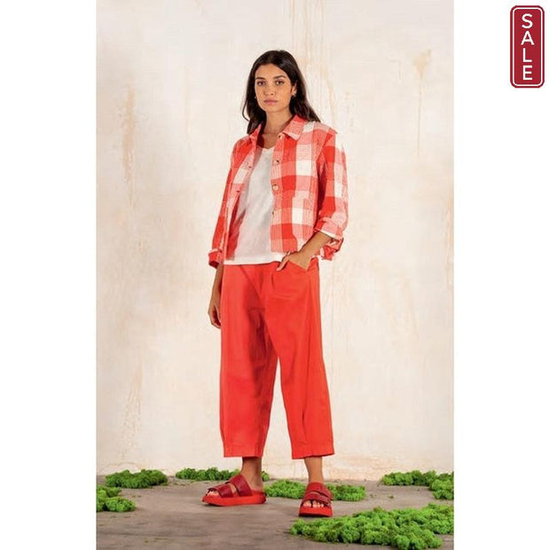 Mama B. - BIANCO U- Cropped Loose Trouser With Elasticated Waist in Fuoco