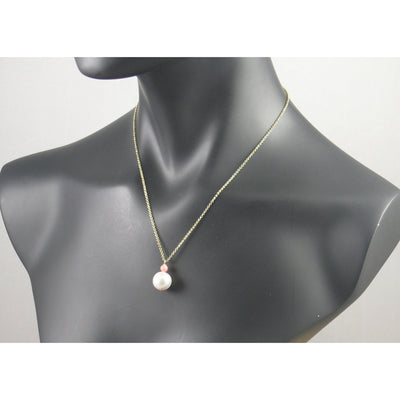The Real Pearl Co. - Short Gold Plated White Pearl & Coral Bead Necklace