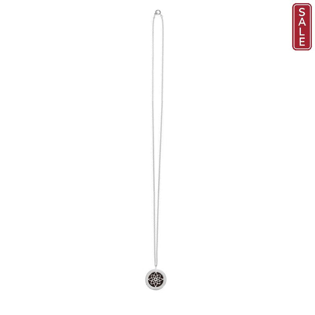 The Branch - Small Sterling Silver Black Wood Pendant with silver lotus design