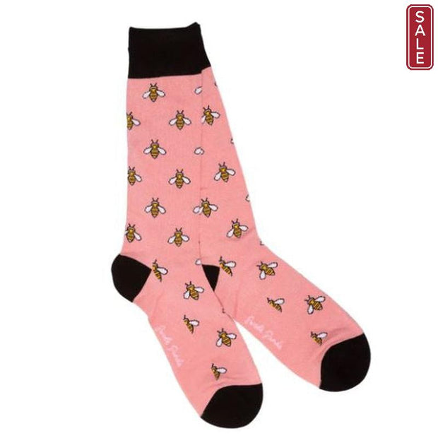 Swole Panda - Ladies Bamboo Socks - Pink with Bumblebee Design