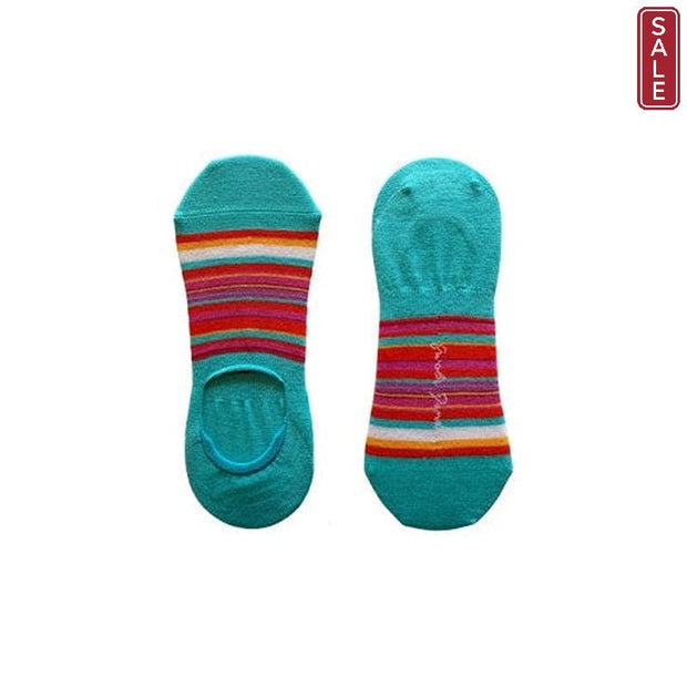 Swole Panda - Ladies Bamboo No Show Socks - Pink Narrow Stripes (SP285-S-NS)