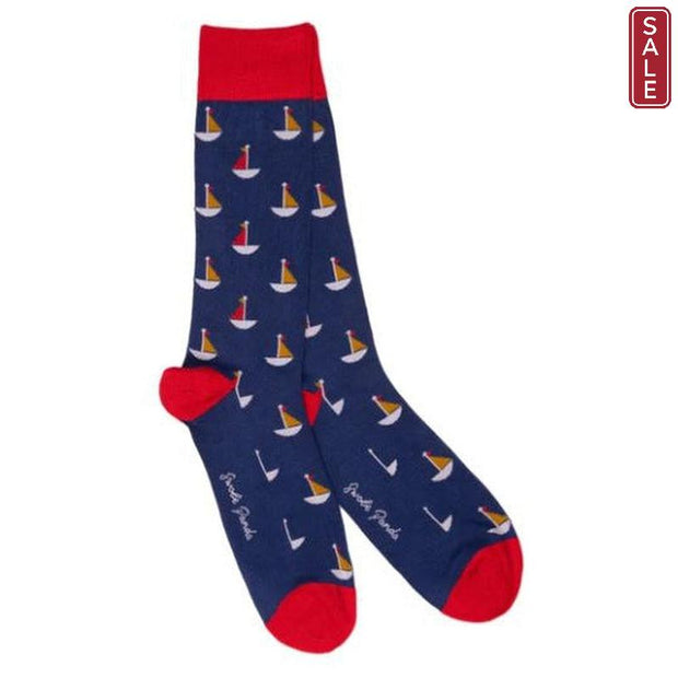 Swole Panda - Unisex Bamboo Socks - Sailing Boat Design