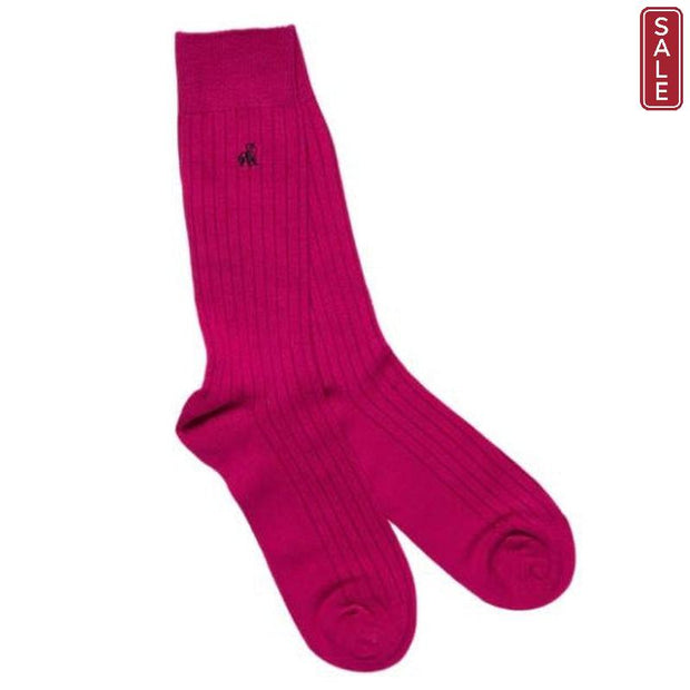 Swole Panda - Ladies Bamboo Socks - Classic Ribbed Cerise Pink