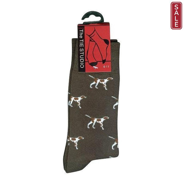 The Tie Studio - Men's Socks - Pointer Dogs on Dark Green