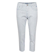 CREAM - CRLotte 3/4 Length Stripe Cotton Mix Trouser