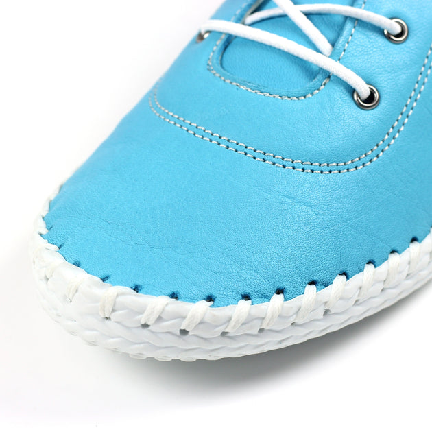 Lunar Shoes St Ives Leather Plimsoll in Turquoise Gillie G's