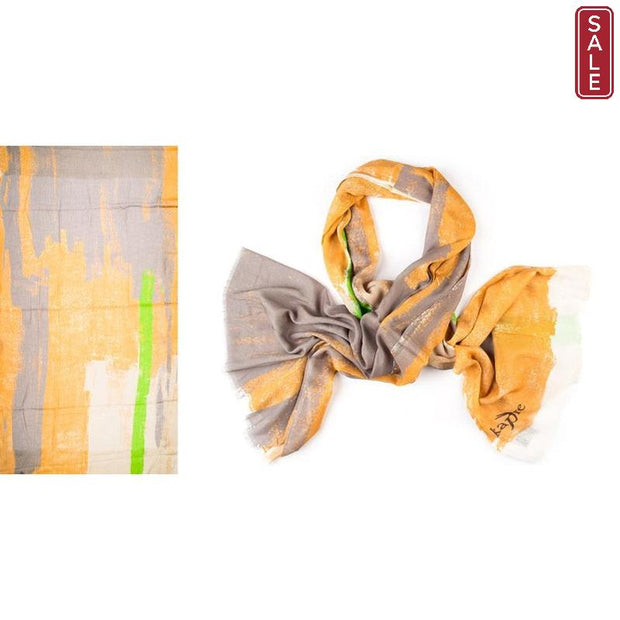 Kapre - Cotton & Modal Scarf in Beige, Sand & Splash of Green - KAP315-31