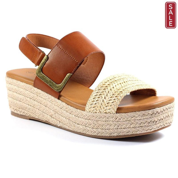 Lunar Shoes - Logan Wedge Sandal in Natural and Tan