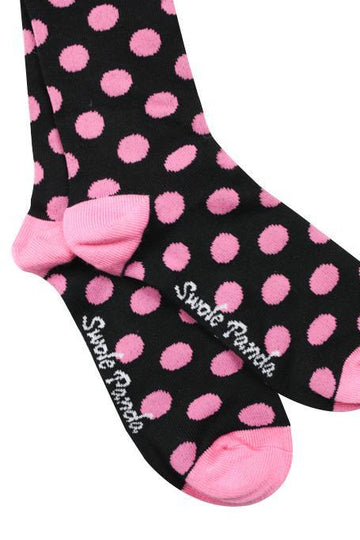 Swole Panda - Ladies Bamboo Socks - Black/Pink Polka Dot (SP-LS-11)