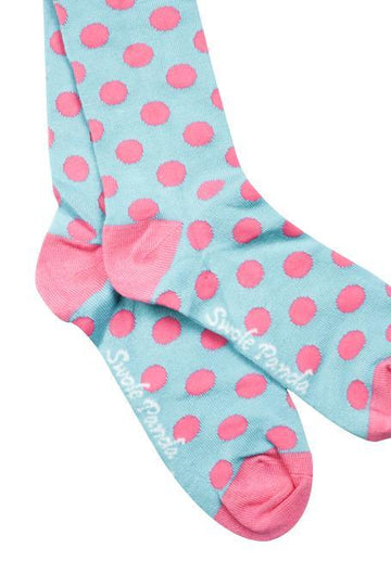 Swole Panda - Ladies Bamboo Socks -Blue/Pink Polka Dot (SP-LS-10)