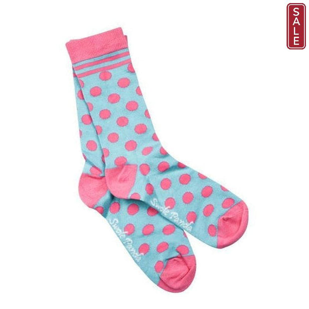 Swole Panda - Ladies Bamboo Socks -Blue/Pink Polka Dot (SP-LS-10)