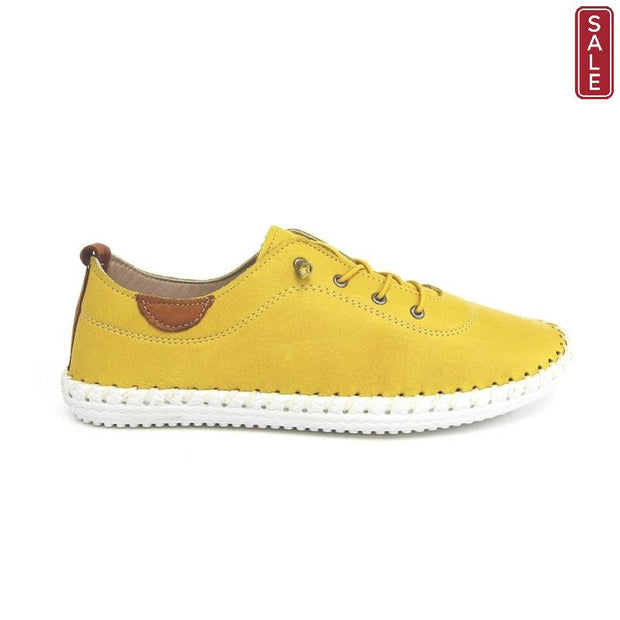 Lunar Shoes - St Ives Leather Plimsoll in Yellow