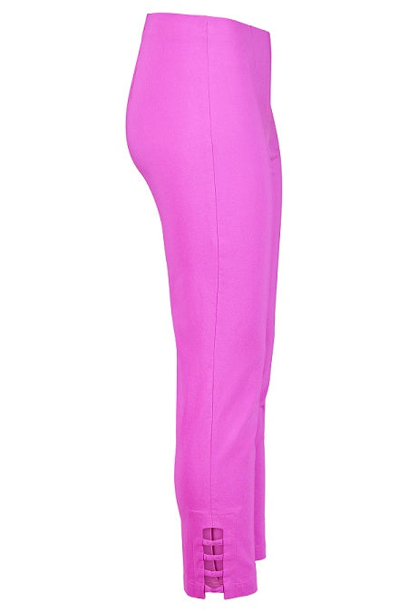 Robell – Lena 09 - Cropped Trousers With Cut Away Ladder Design at Hemline (Bright Pink)