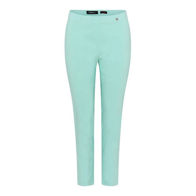 Robell – Lena 09 - Cropped Trousers With Cut Away Ladder Design at Hemline (Turquoise)