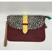 Soruka - Burgundy Leather & Print Shoulder/Cross body Bag with Wrist Strap