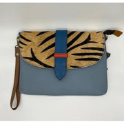 Soruka - Light Grey Leather & Animal Print Shoulder/Cross body Bag with Wrist Strap