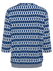 Olsen - Clara - Round Tie Neck 3/4 Sleeve Top With Knitted Hemline