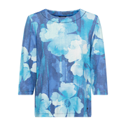 Olsen - 3/4 Sleeve Round Neck Sweatshirt in Night Blue Floral Print (11201638)